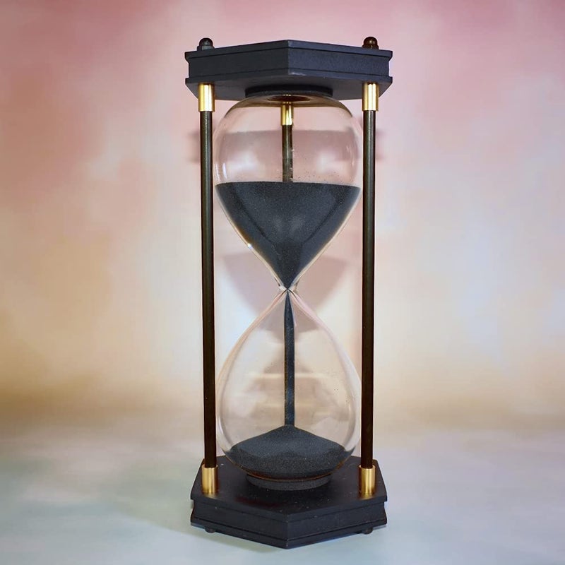 AKAKA MUNING Large Hourglass Timer 60 Minute, Decorative Hexagon Frame Sandglass with Black Sand - Image 2